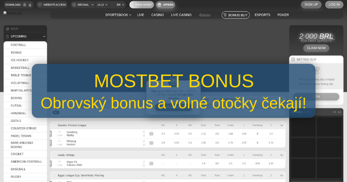 MostBet Bonus 2026 - Nejlepší Kasino Bonusy v Česku